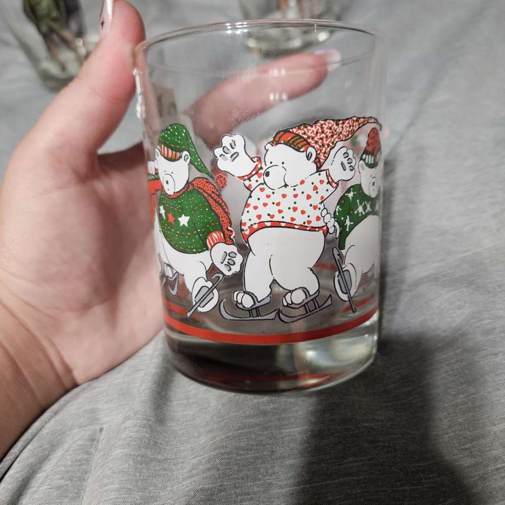 Festive Polar Bear Glass